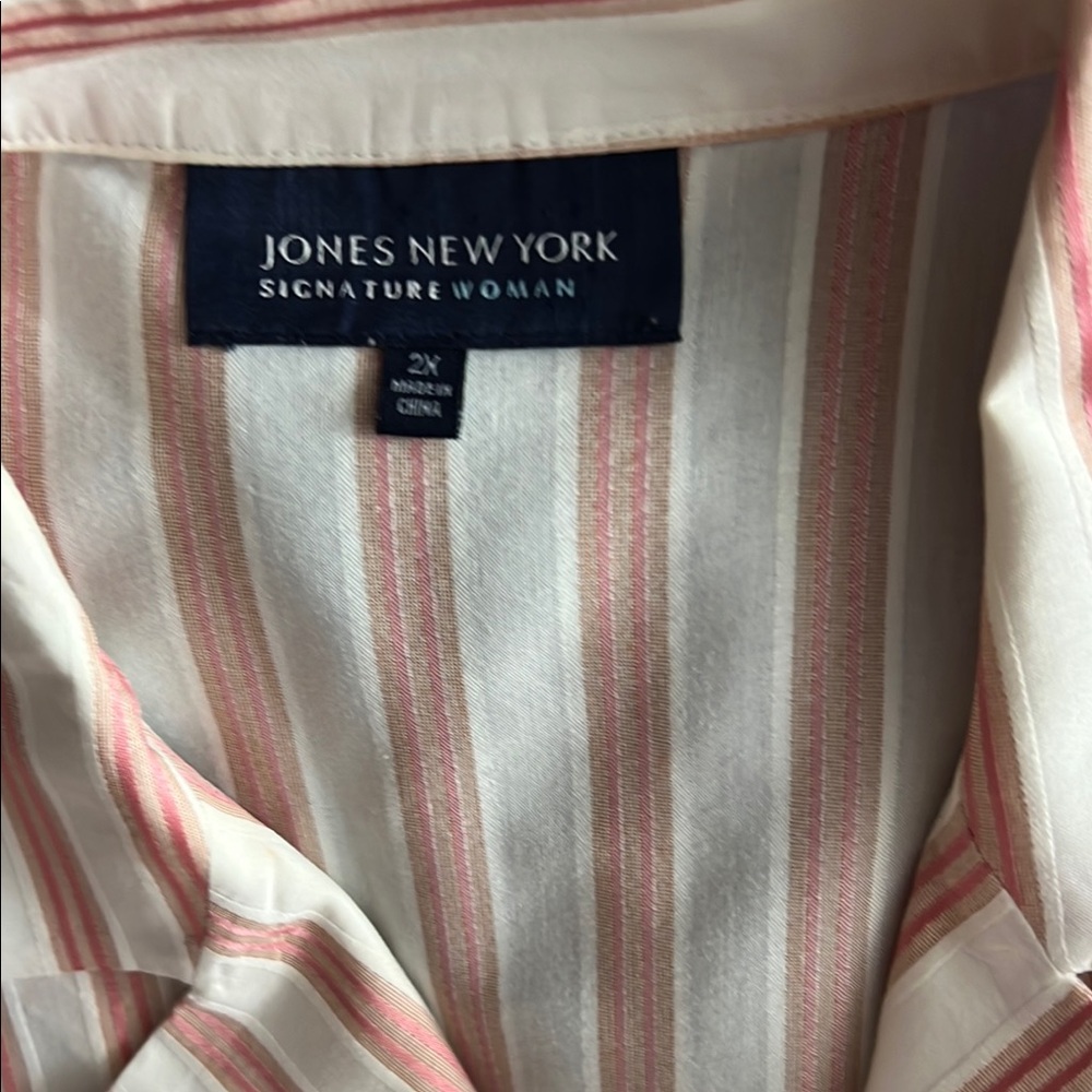 Jones New York Orange and White Striped Blouse - Picture 4 of 4